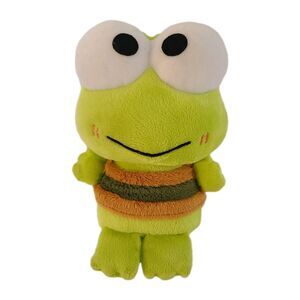 2007 Sanrio Keroppi Plush 8" Green Frog Striped Outfit Stuffed Animal Toy